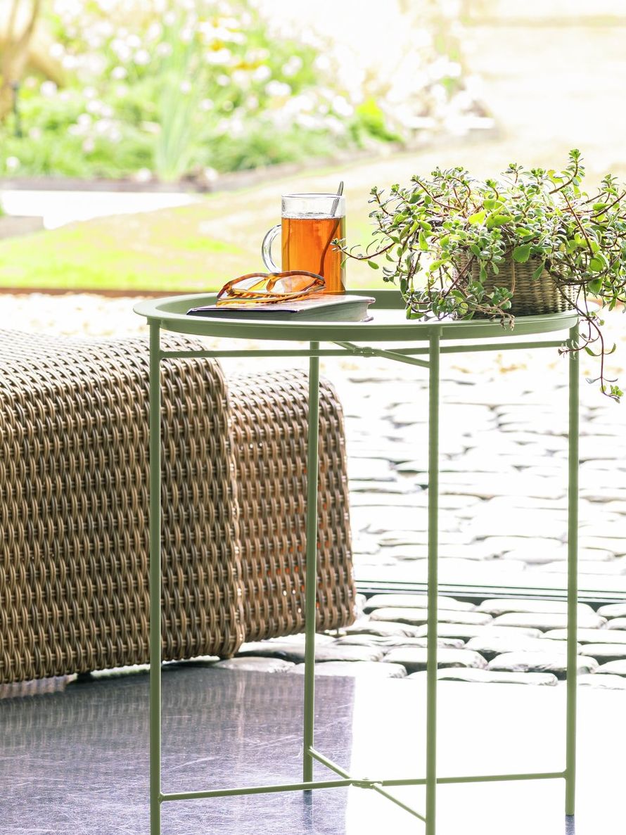 Habitat Pula Folding Metal Garden Side Table - Green