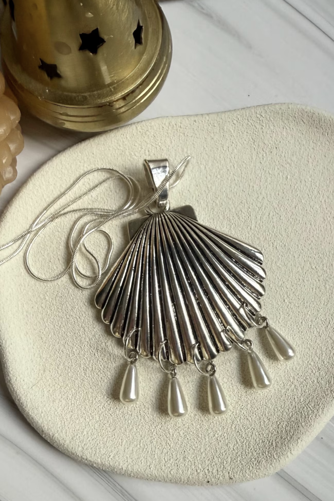 MoonForestJewelry, Silver Large Shell Pendant