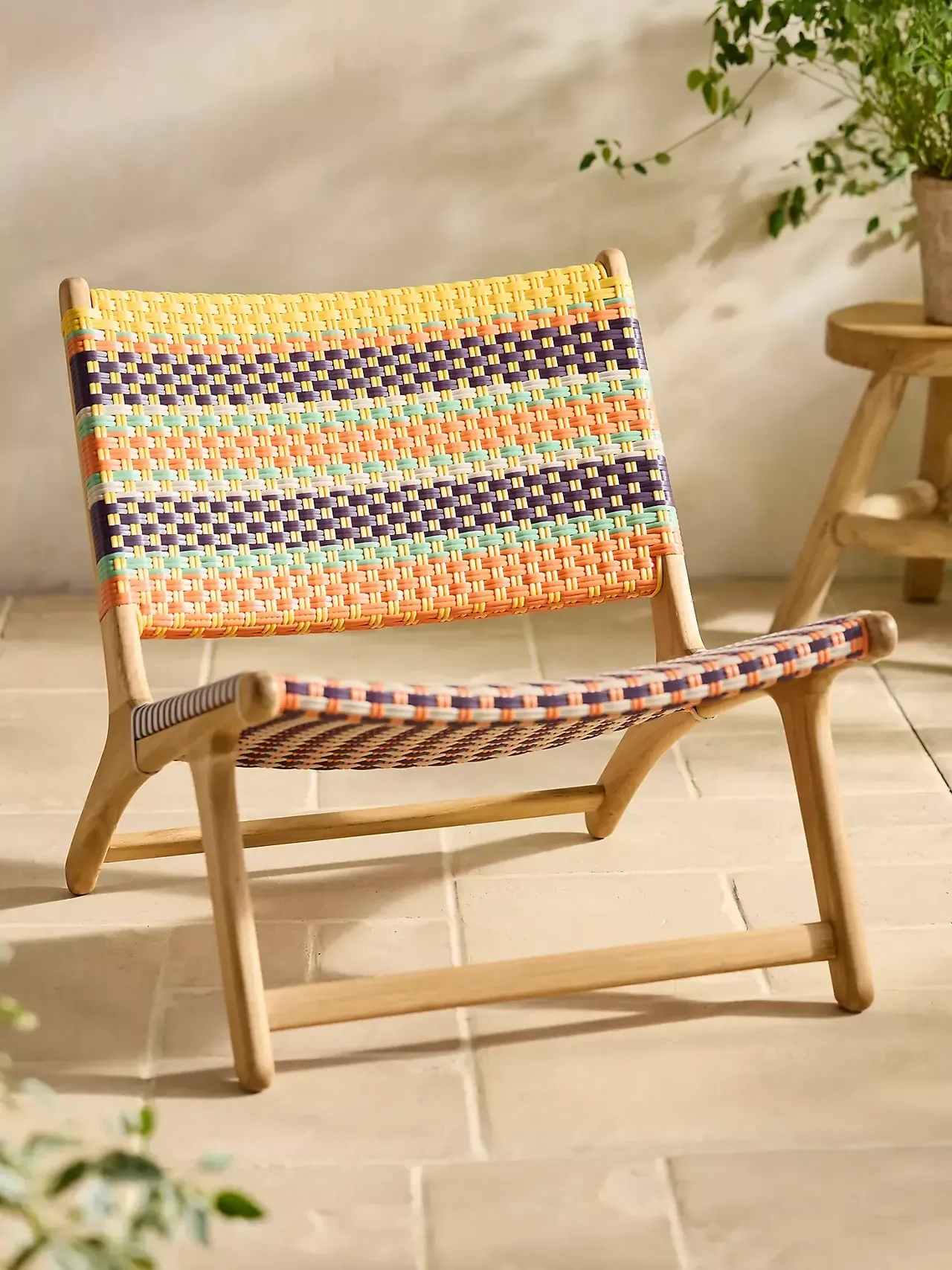Terrain Havana Wicker &amp;amp; Teak Armless Chair, Global