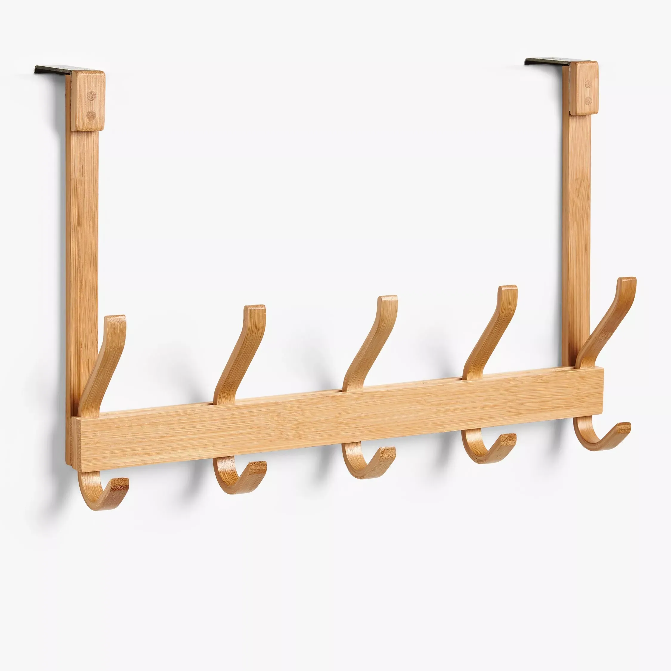John Lewis Bamboo Over Door Hanging Rack, 5 Hooks, Natural