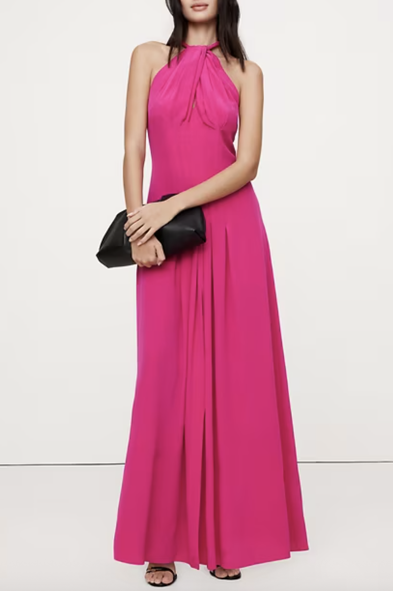 Banana Republic, Matte Silk Halter Maxi Dress
