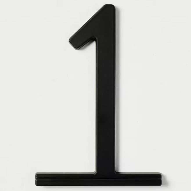 5" Metal House Number 1 Plaque Matte Black - Hearth &amp;amp; Hand&amp;trade; with Magnolia: Address Numbers, Powder-Coated Aluminum
