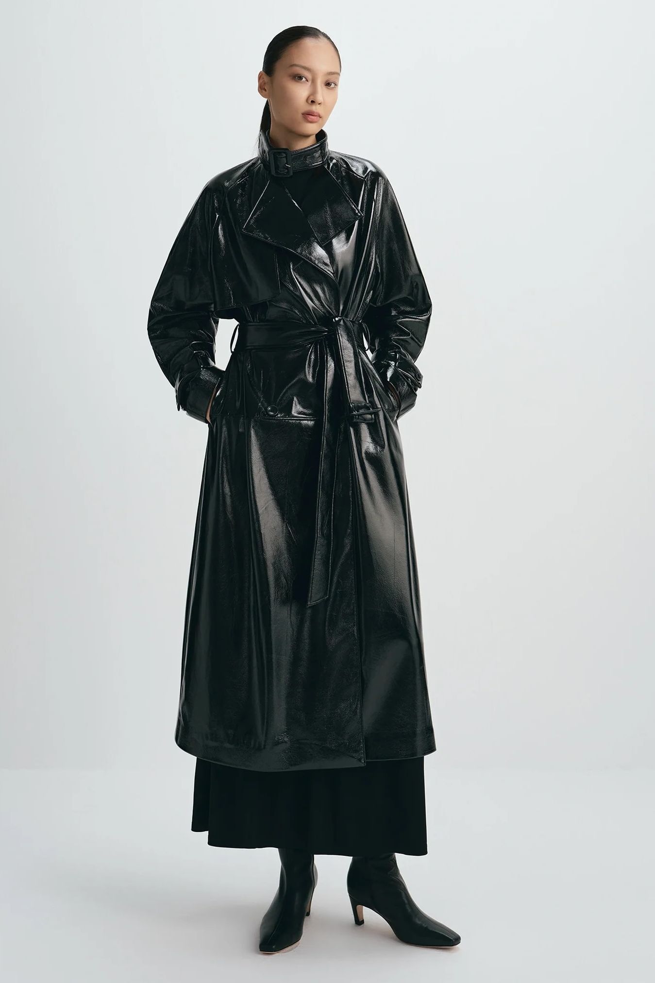 Rue Sophie patent leather trench