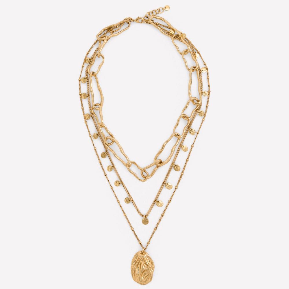 Irregular Layered Necklace-Gold Colour