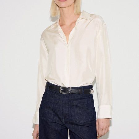 Silk Habotai Relaxed Shirt | Ivory