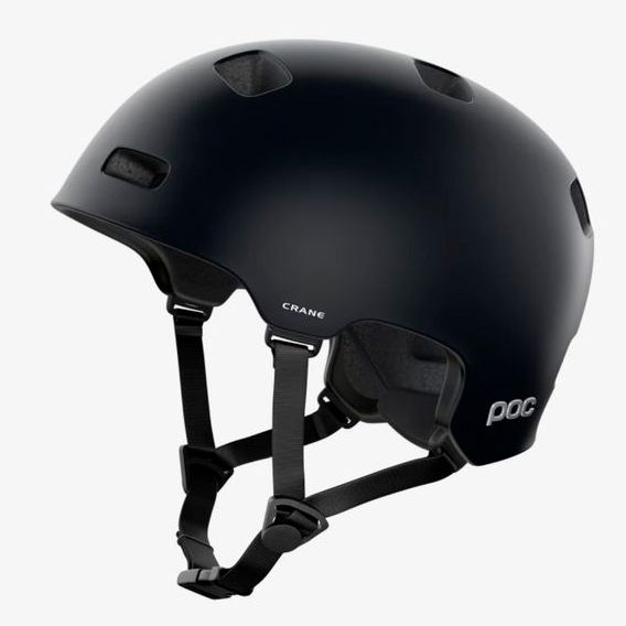 A POC helmet stands against a white background