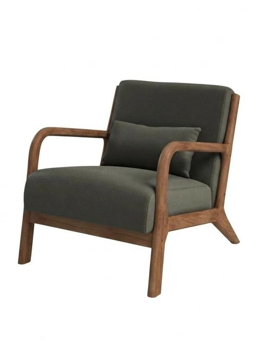 Chic Solid Wood Frame Upholstered Accent Chair With Lumbar Support Pillow&nbsp;
