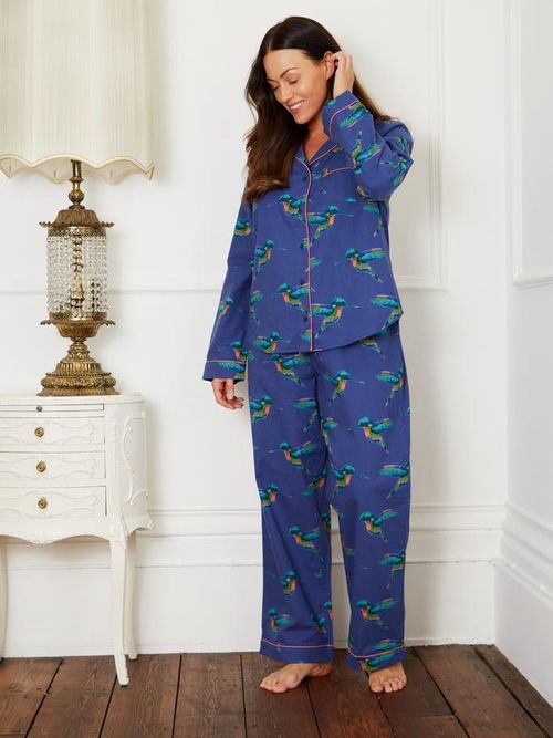 Cotton Traditional Pyjamas in Navy Hummingbird