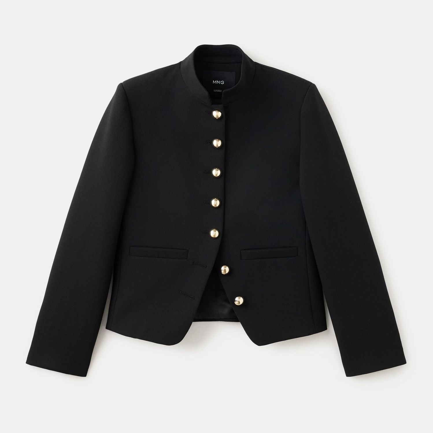 Mango Jacket with jewel-button strip collar