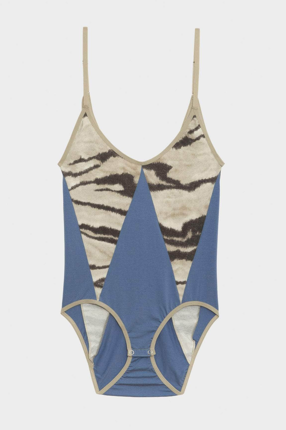 Baserange Blue &amp;amp; Beige Net Bodysuit