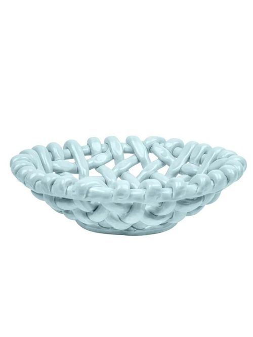 Sky Blue Basketweave Bowl