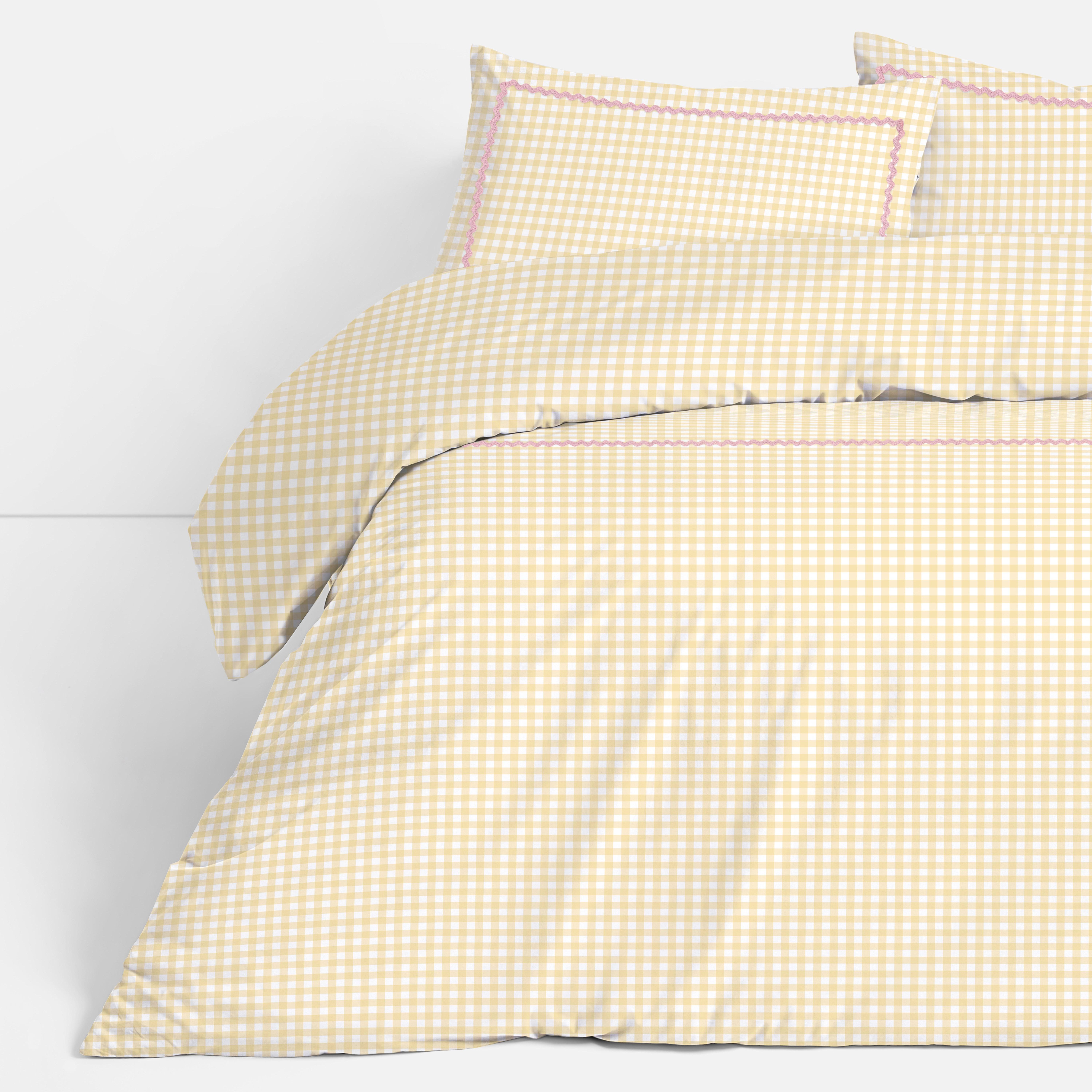 Gingham Ric Rac Double Duvet Cover Set