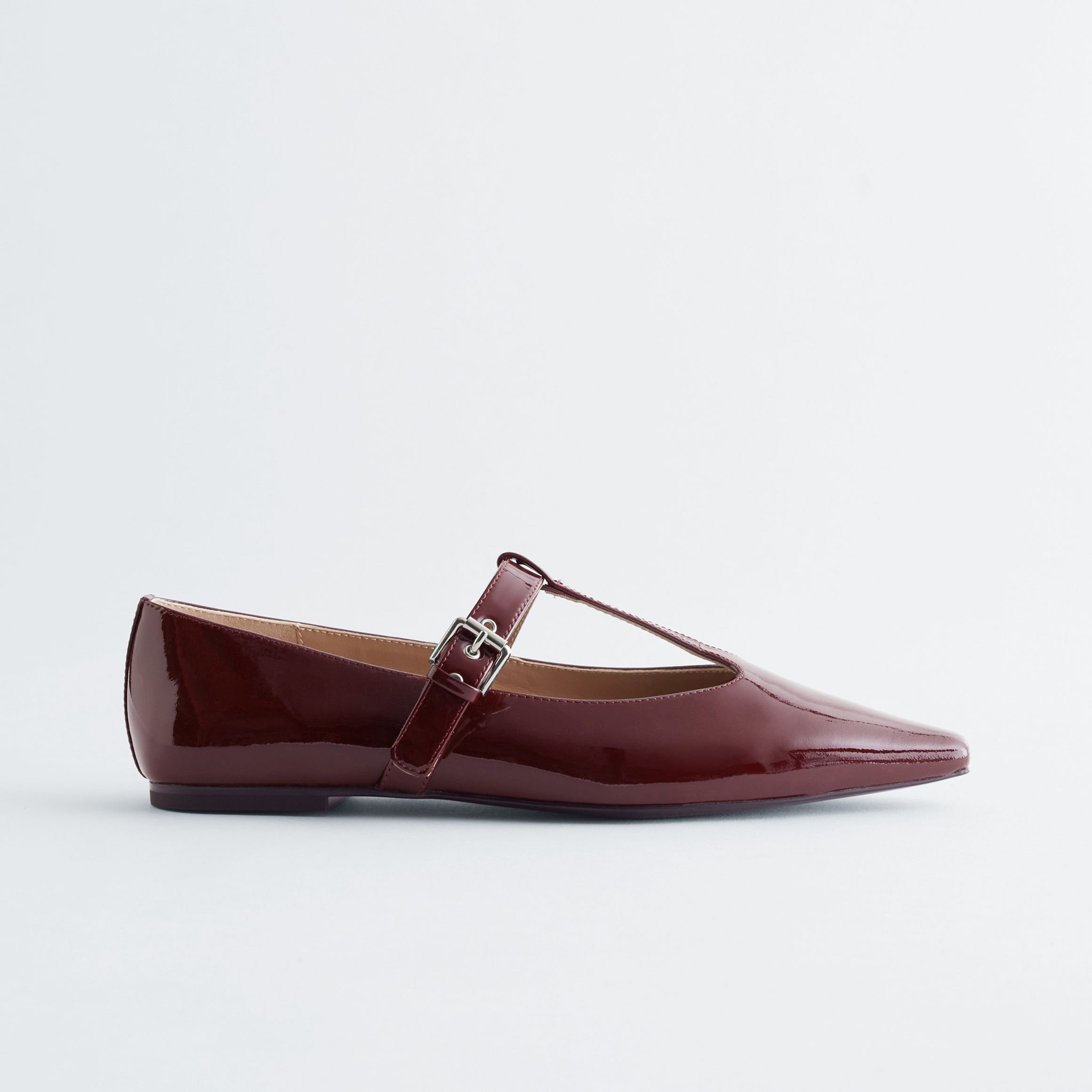 T-Bar Leather Ballet Flats