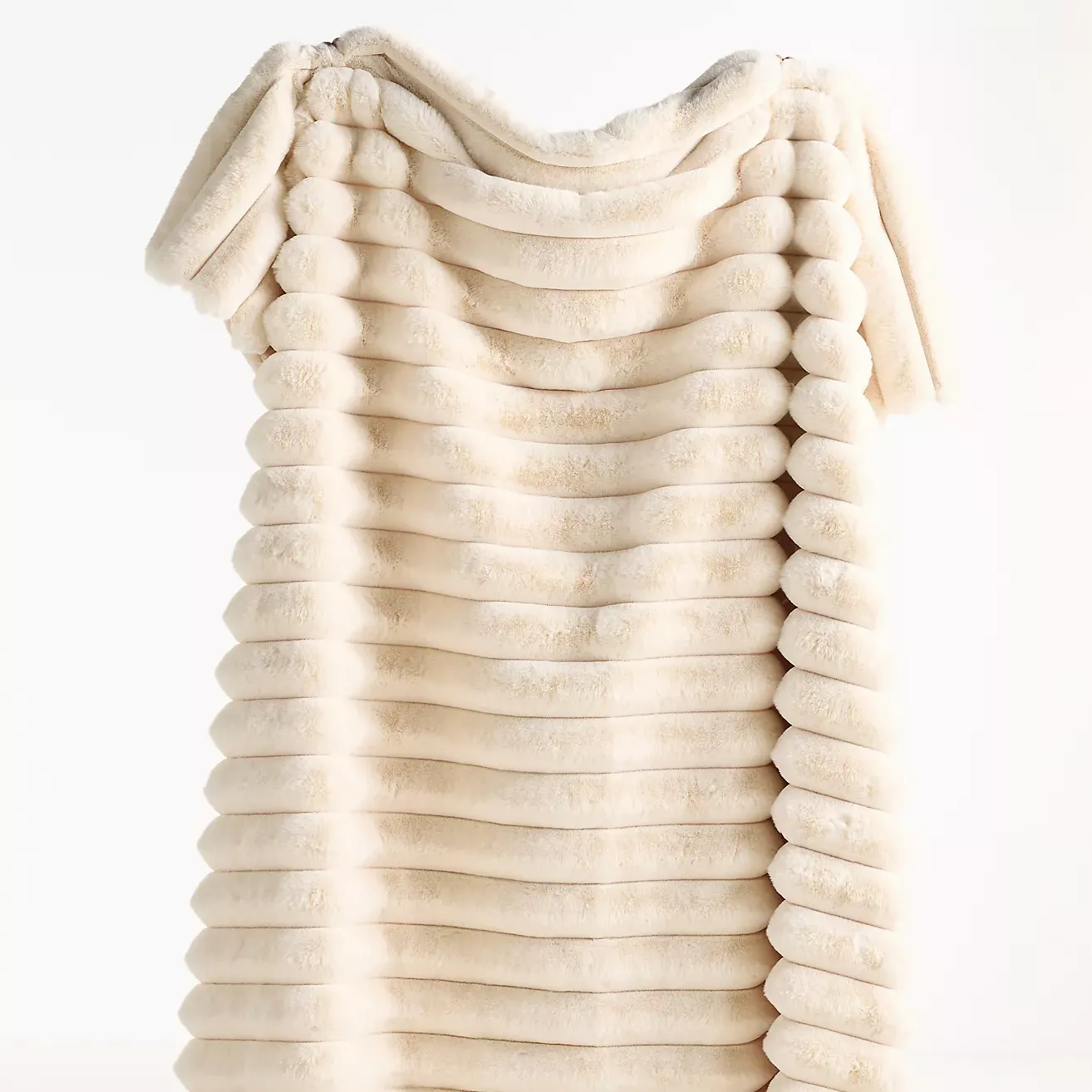 Tipped Puffer Faux-Fur Throw Blanket