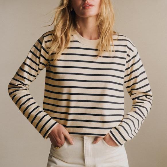 Elina Marini&amp;egrave;re - Cream/ Navy - Organic Cotton - Organic Textile - S&amp;eacute;zane