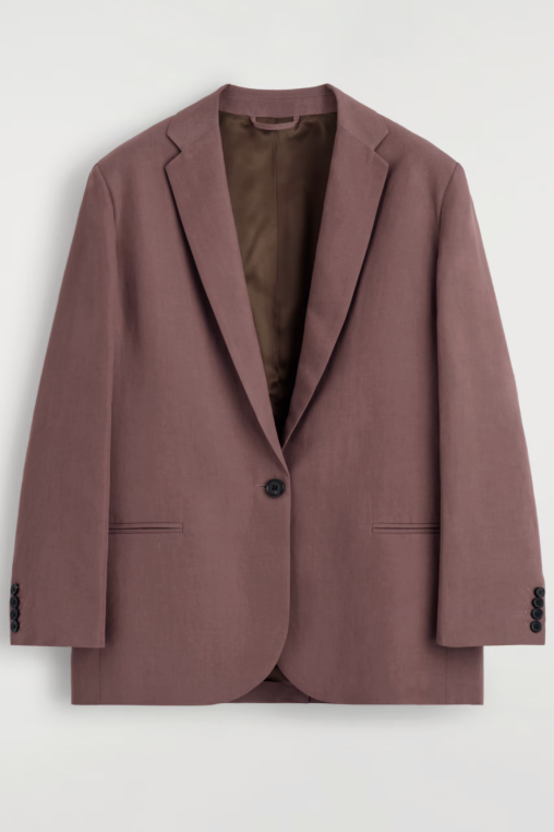 COS, Linen-Blend Single-Breasted Blazer