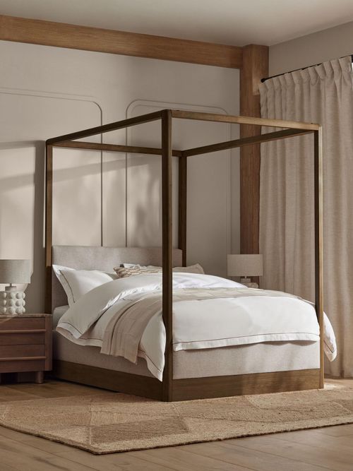 Wool Blend Stone N. Premium Aviano Four Poster Bed Frame