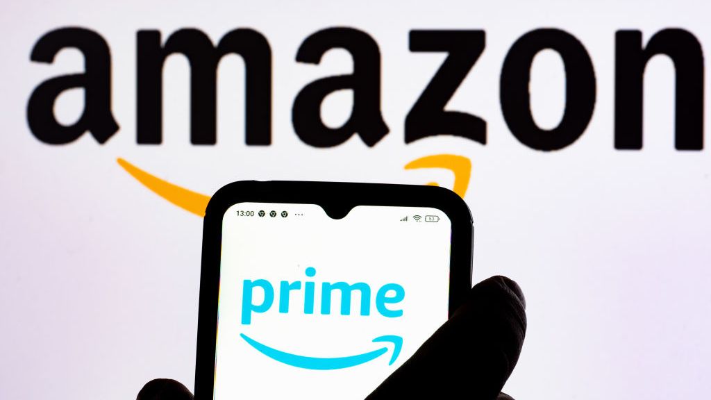In this photo illustration, the logo of Amazon Prime is seen displayed on a smartphone screen.