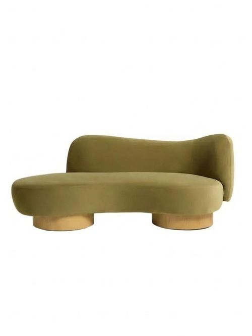 Made, Fern Green Velvet Novara Chaise Sofa