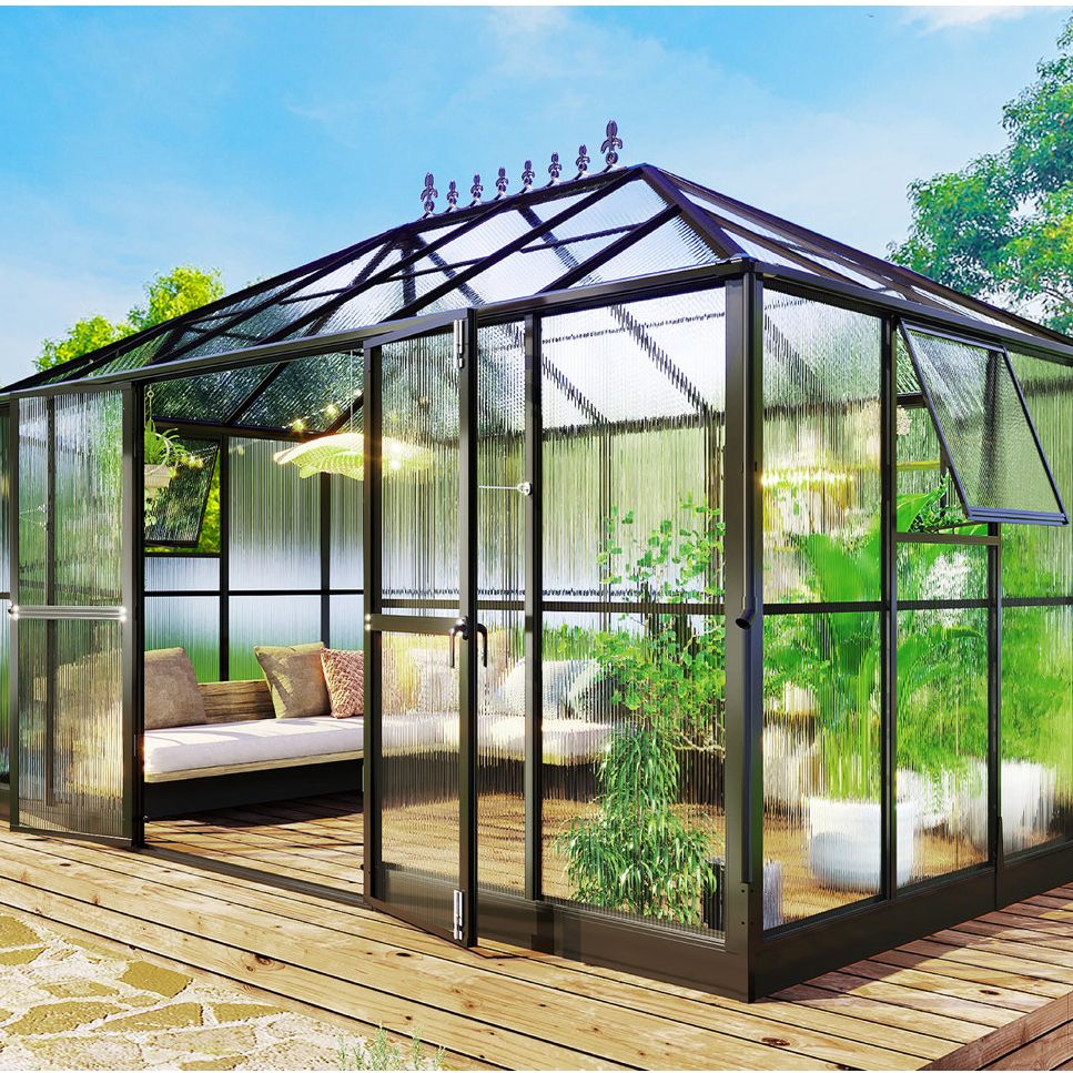 Amerlife Grower’s Haven 14 X 9.5 X 9 Ft. Polycarbonate Greenhouse- Outdoor Aluminum Greenhouse With Quick Connect Fittings & Reviews | Wayfair