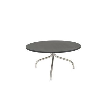Round Coffee Table in Polished Stainless Steeland Granite Tabletop