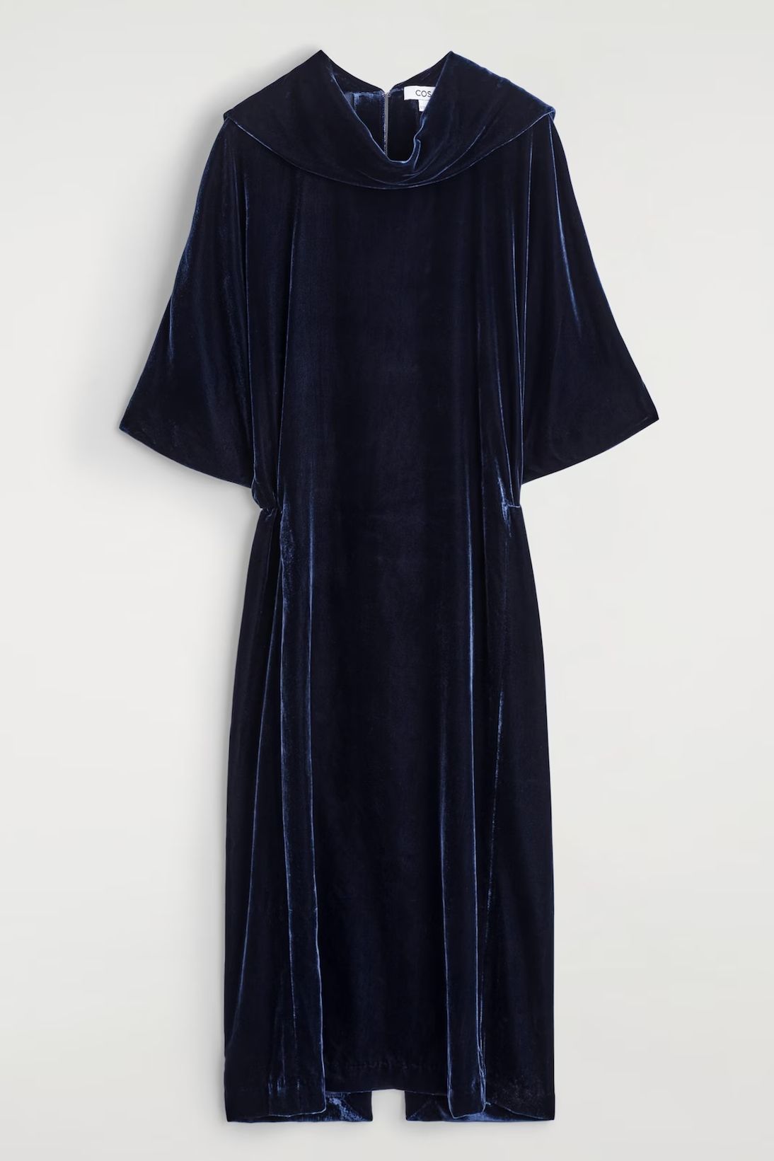 Cos Draped-Neck Velvet Midi Dress