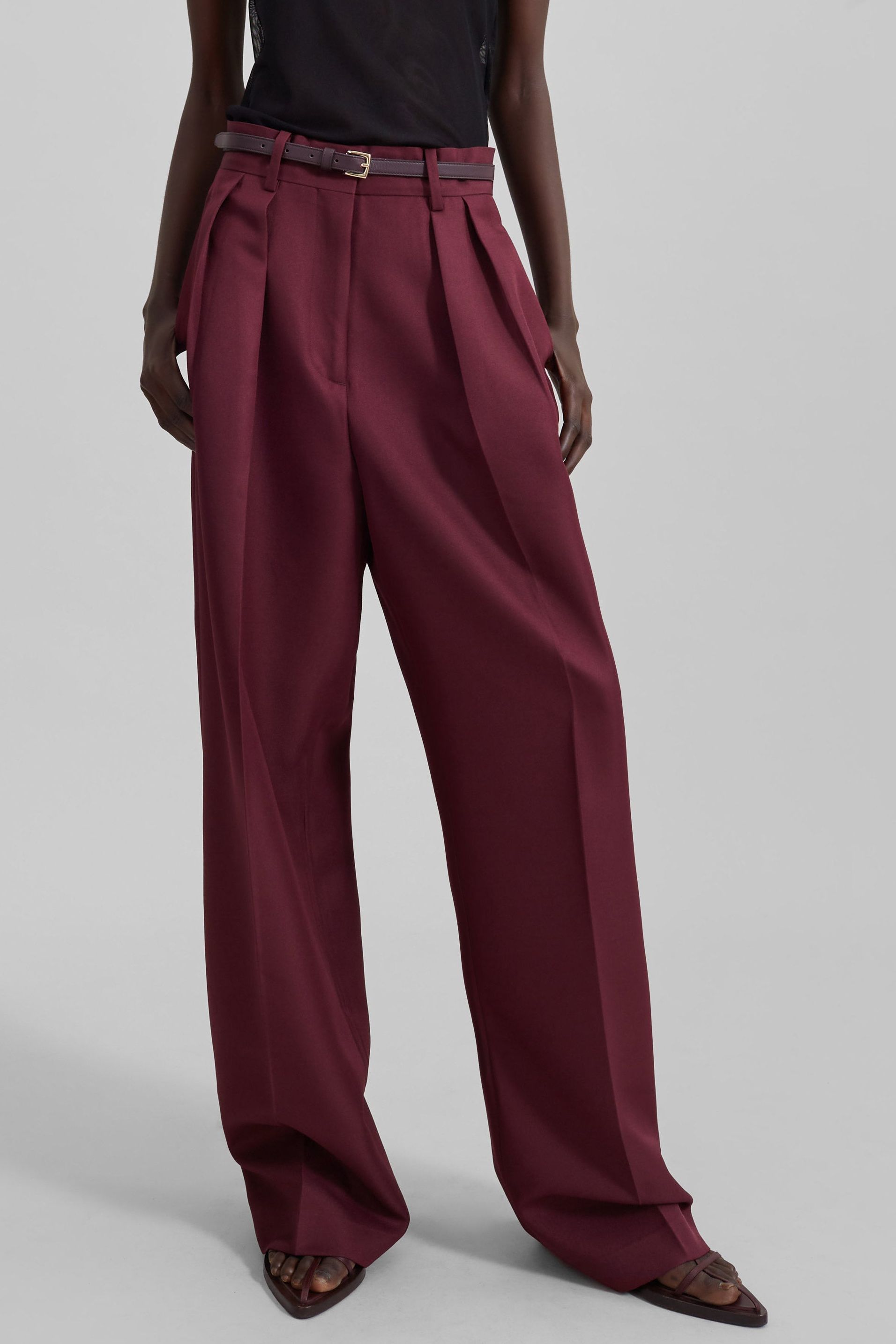 Tansy Pleated Trousers - Burgundy