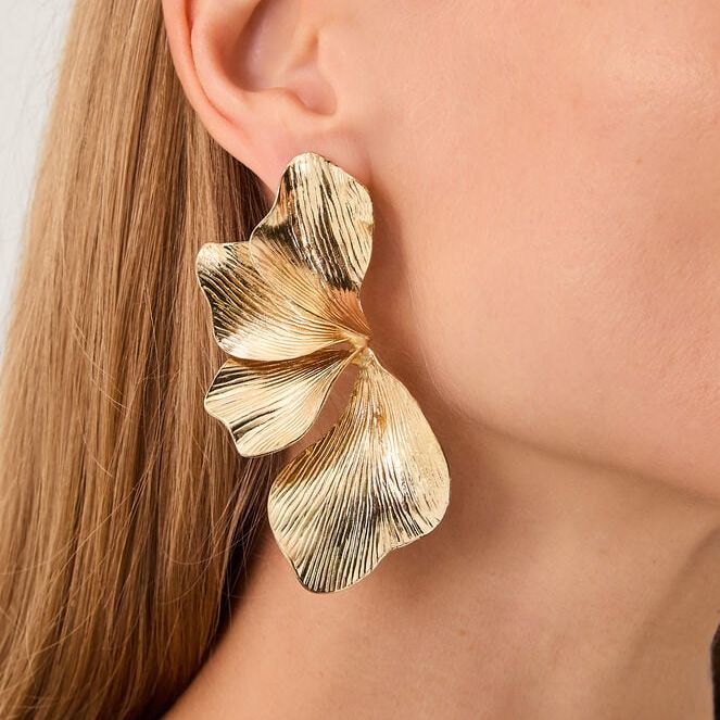 Textured Flower Drop Earrings