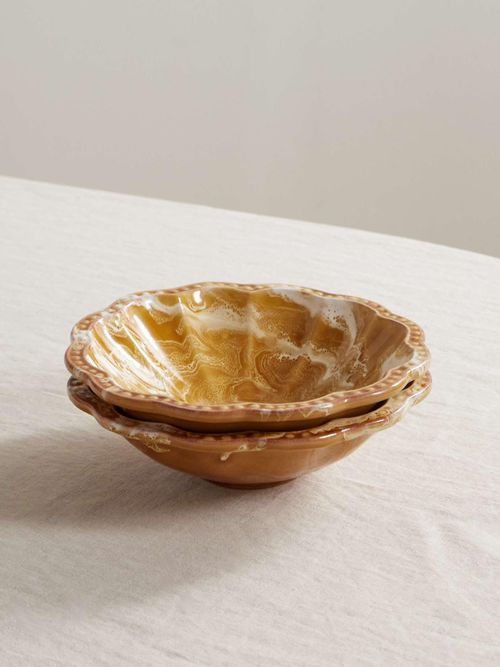 Cabana Small Scalloped Ceramic Bowls