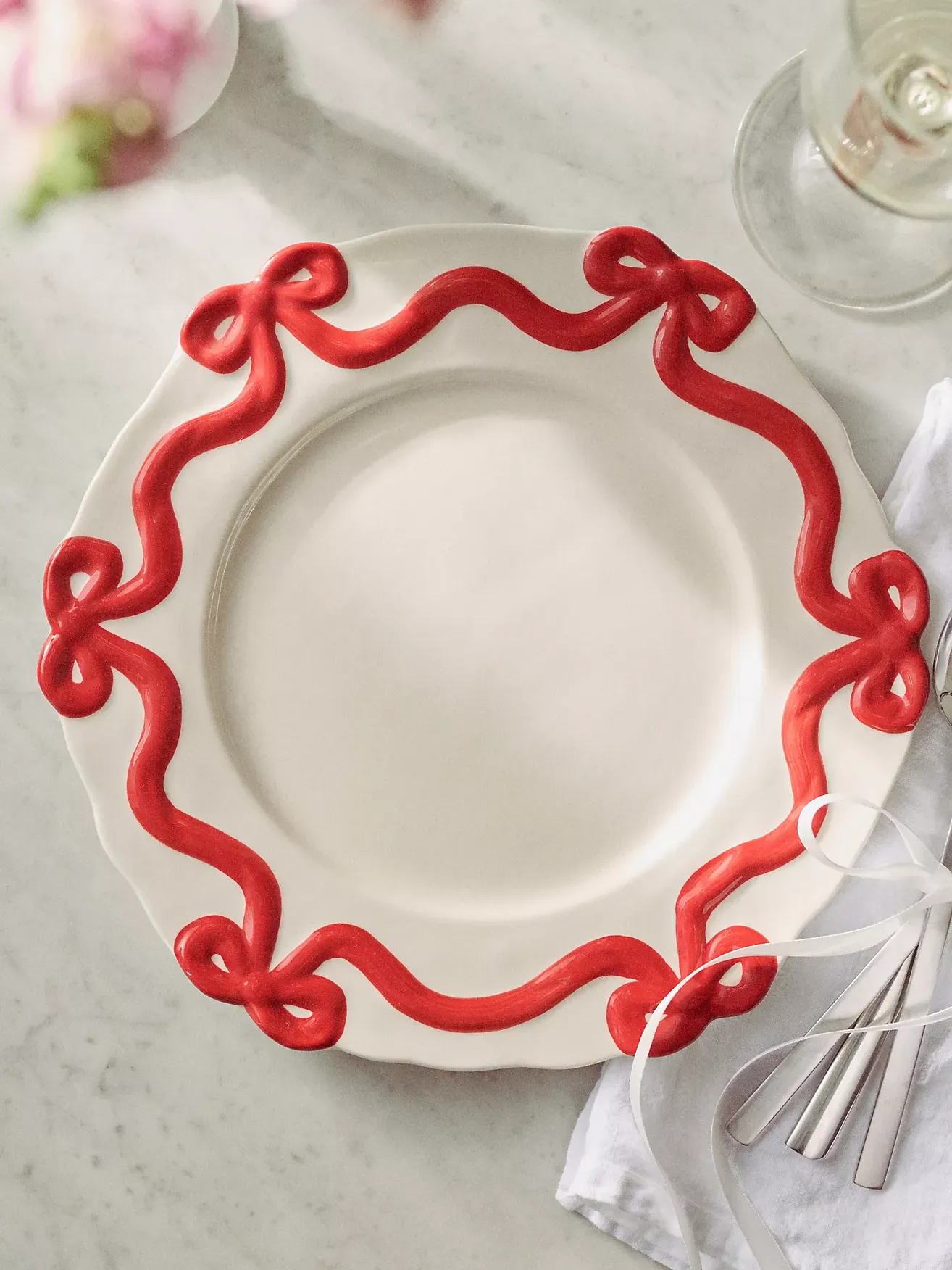 Benedita Bow Stoneware Dinner Plates, Set of 4