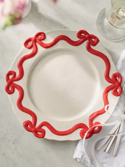 Benedita Bow Stoneware Dinner Plates, Set of 4