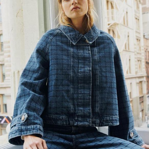 Avery Jacket - S&amp;eacute;zane X Sea Ny - Denim With Navy Embroidery - Organic Cotton - Organic Textile - S&amp;eacute;zane