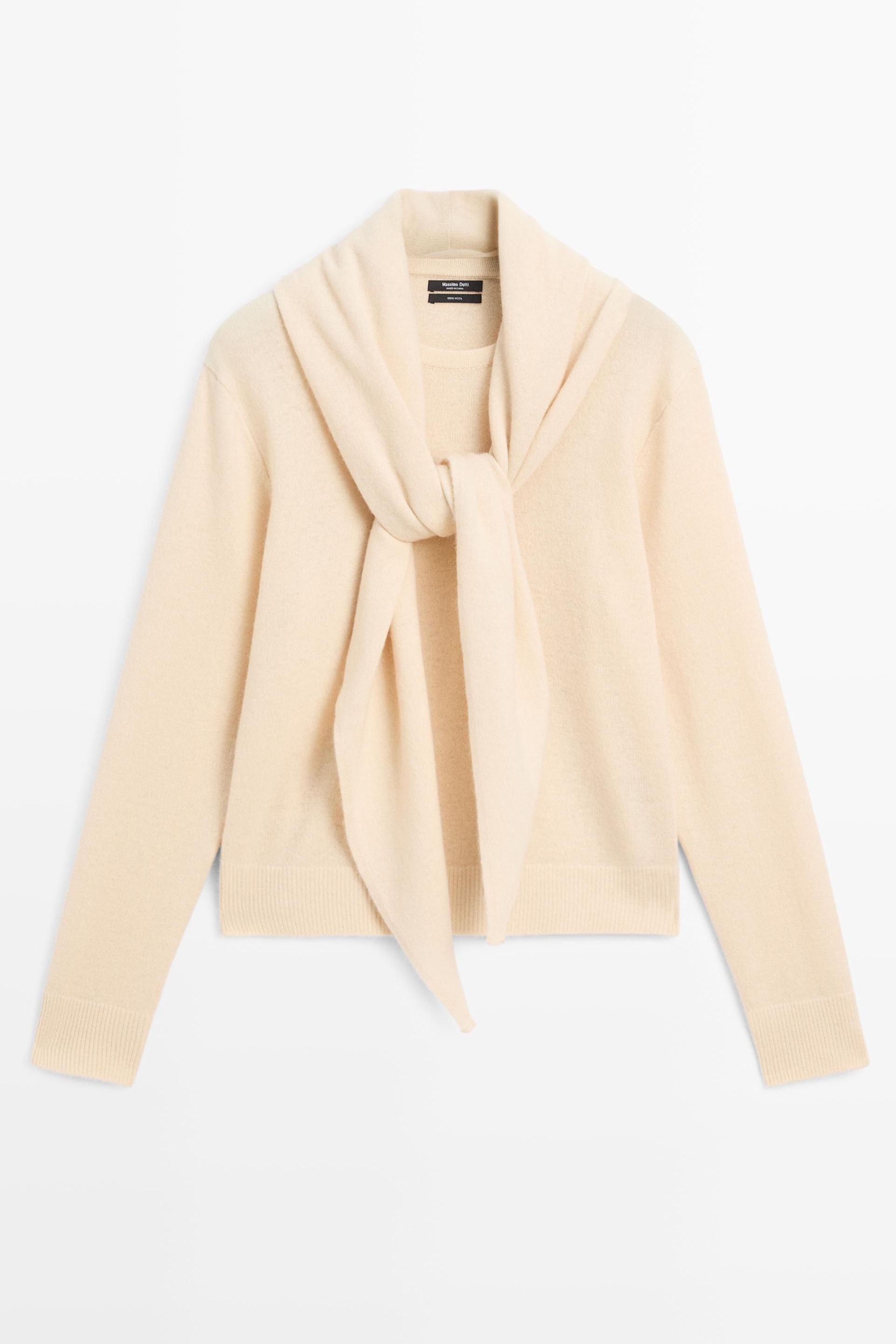 Massimo Dutti Knit Sweater with Scarf Detail