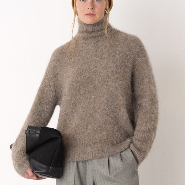 Neutral Alpaca Blend Funnel Knit