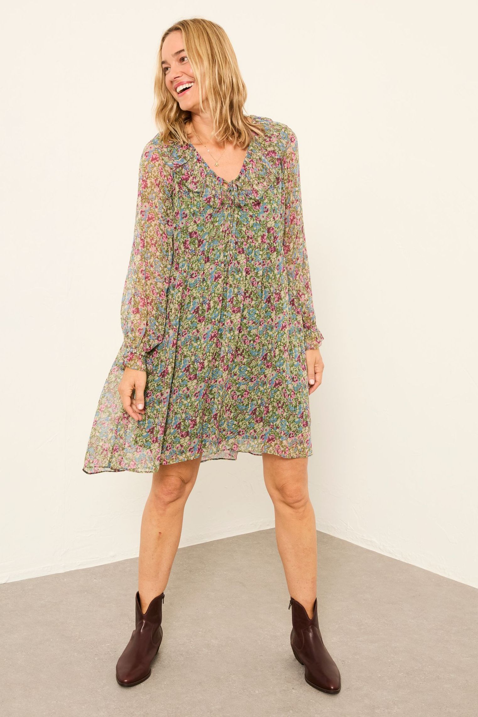 Bella Green Ditsy Garden Regular Dress