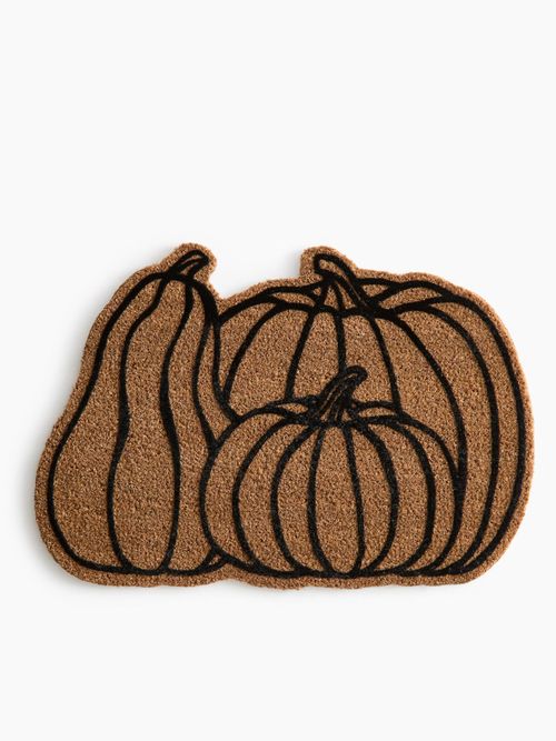 Pumpkin-Motif Coir Doormat