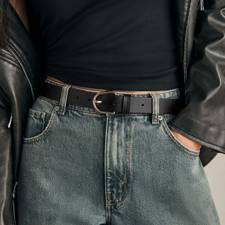 Next Black/Gold Regular Leather Belt