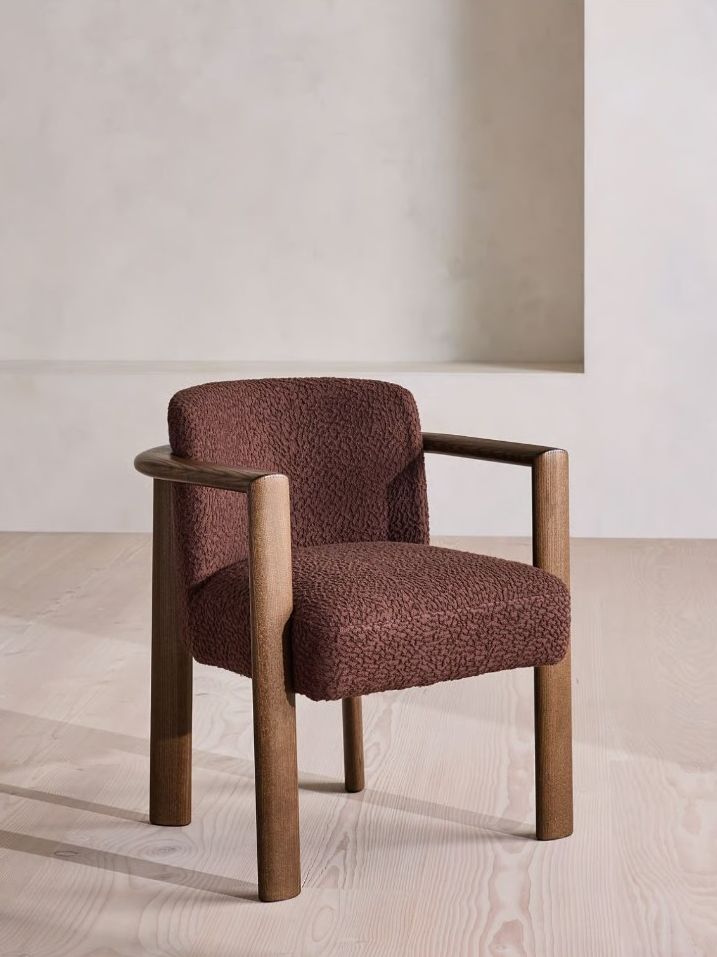 Soho Home, Aria Dining Chair, Boucle Jacquard, Aubergine