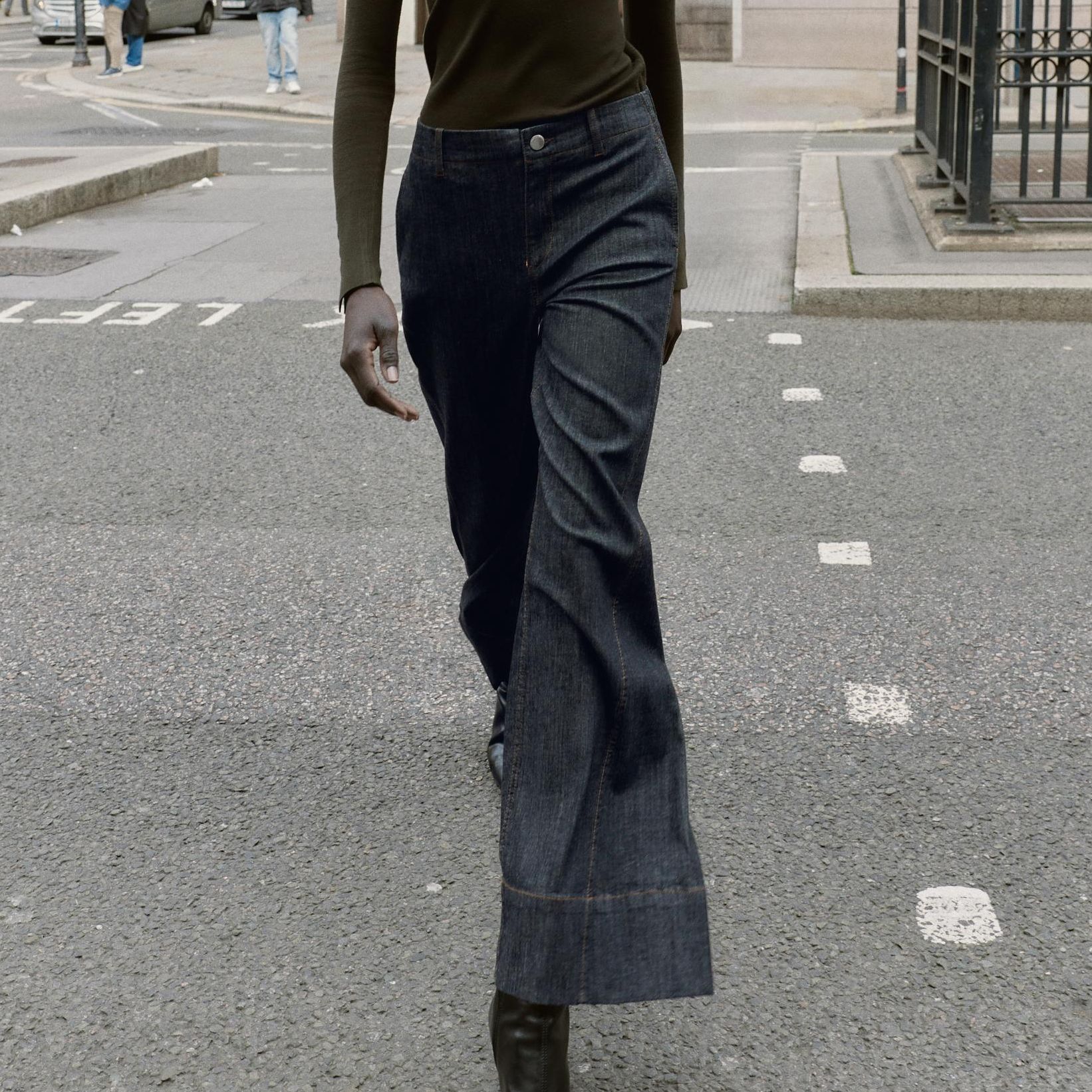 Wide Leg Trousers With Seams