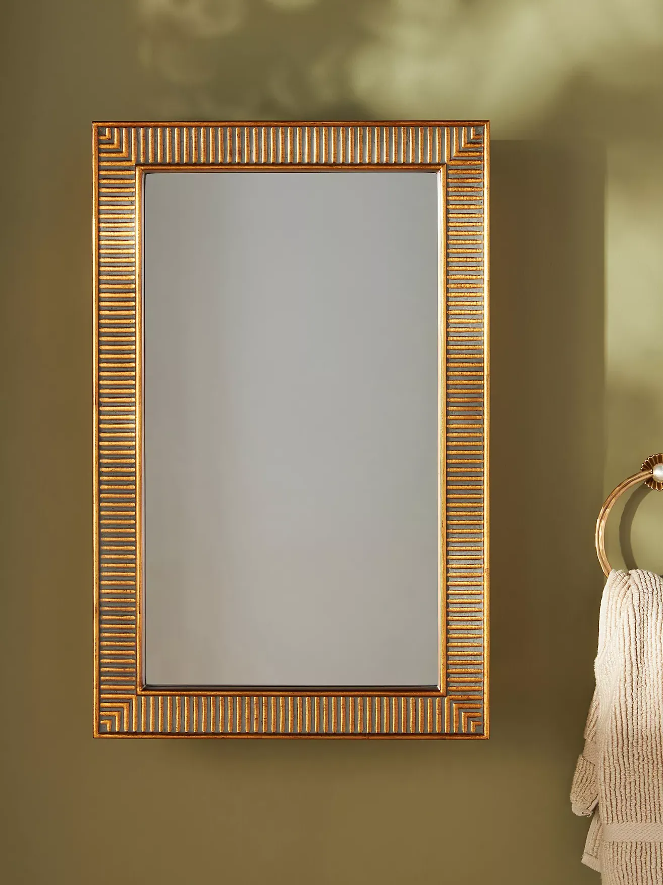 Abbott Antique Gold Resin Mirrored Bathroom Wall Cabinet