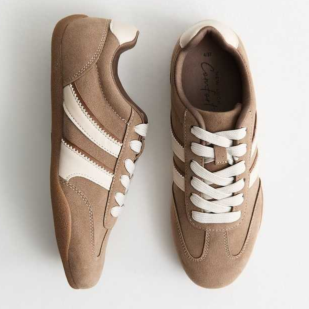 New Look, Light Brown Faux Brushed Leather Slim Sole Trainers
