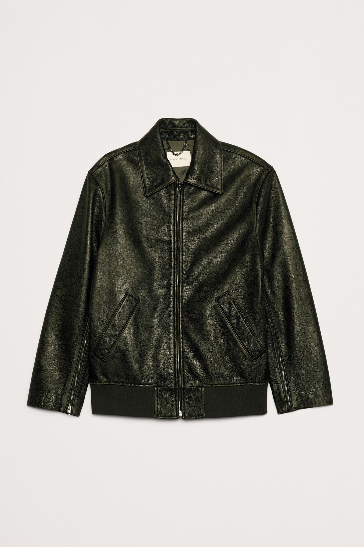 Oversized Distressed Leather Bomber Jacket