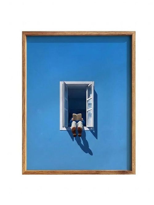 Reader at the Window Print - Blue Navy Wall Art