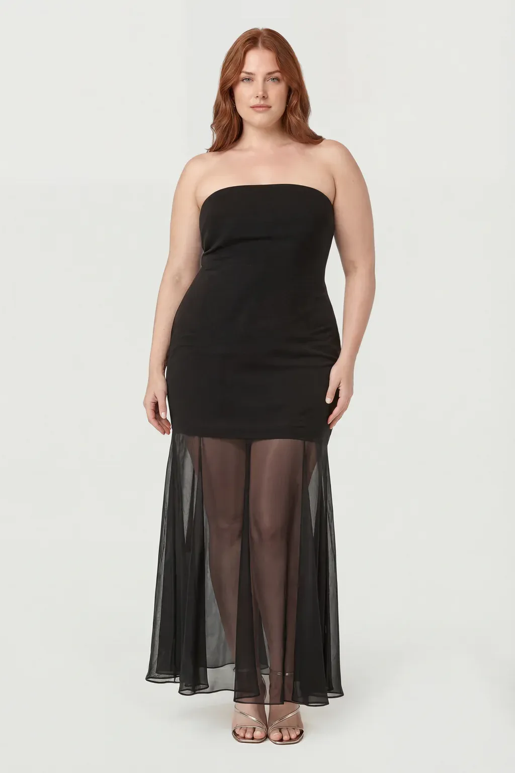ASTR The Label, Lizet Strapless Mini Dress with Sheer Maxi Overlay