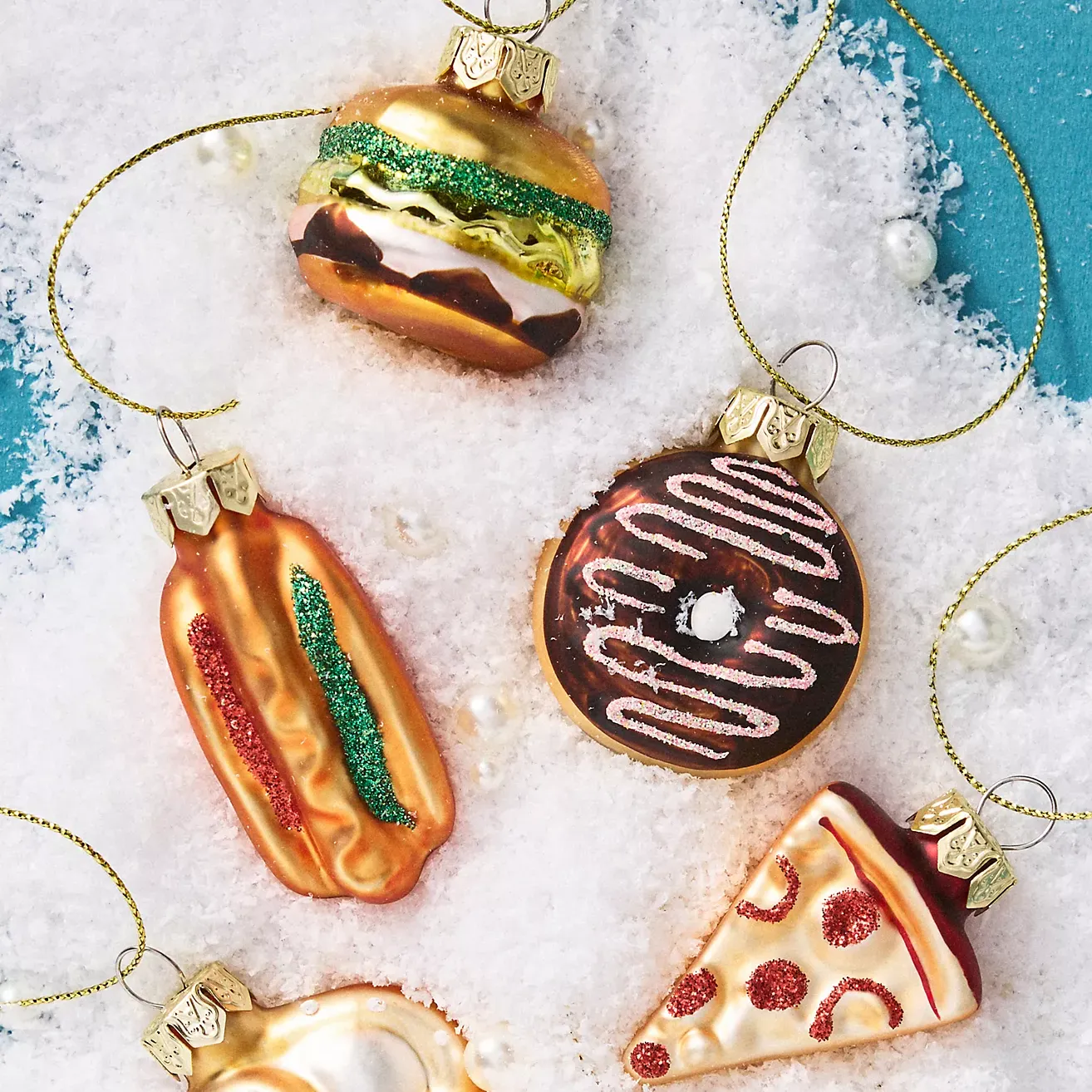 Mini Junk Food Glass Ornaments, Set of 6