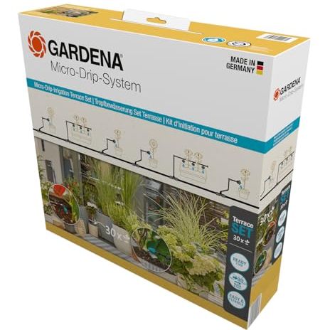 Gardena Micro-Drip-System Drip Irrigation Set Terrace (30 Plants): Starter Set, Ready to Use, Water-Saving Irrigation System, Simple &amp;amp; Flexible Connection Technology (13400-20)