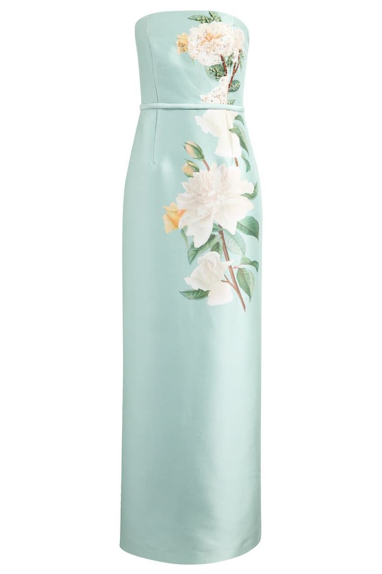 Sophia Floral Bead Embellished Mikado Strapless Gown