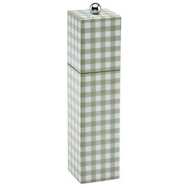 Sage Gingham Square Pillar Salt or Pepper Mill