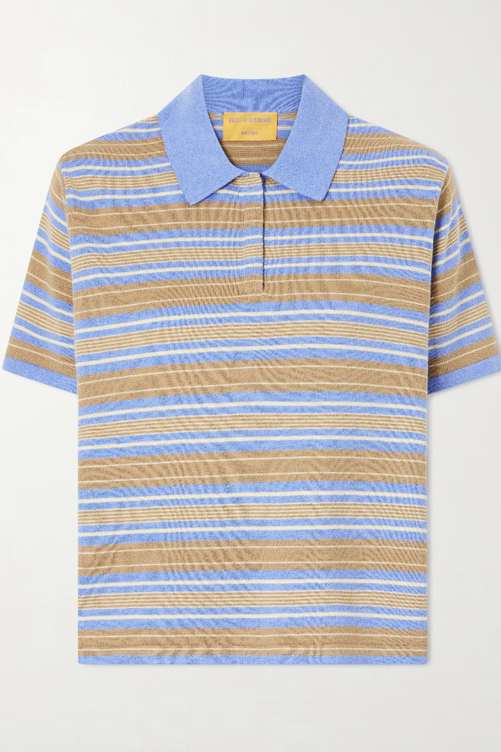 GUEST IN RESIDENCE , Striped Cotton and Cashmere-Blend Polo T-Shirt