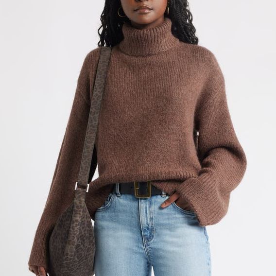 Fuzzy Turtleneck Sweater